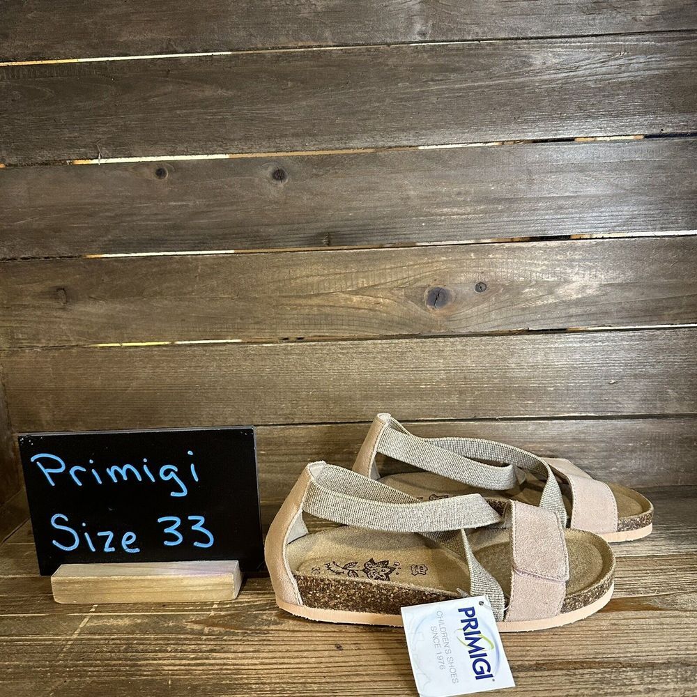 New Girls Primigi Crisscross Boho Italian Brand Leather Sandals Size 2 Y/EU 33